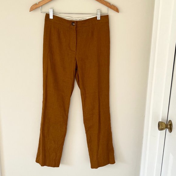 Celine Linen Blend Quiet Luxury Ankle Burnt Pumpkin Trouser Size 36 / 4 / Small - Picture 1 of 7